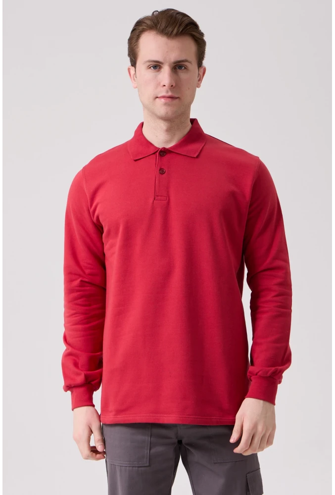 Galanthus Polo Sweat Erkek Uzun Kollu Pamuklu Sweatshirt İş ve Günlük Kullanım İçin
