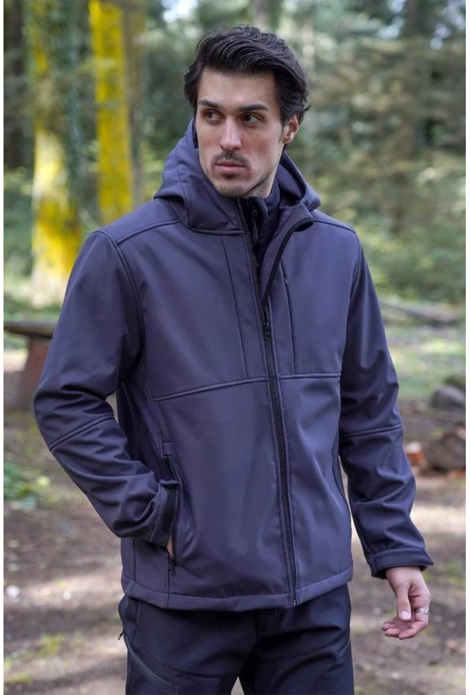 Fiyort FY 350 Flam2 Softshell Mont Su ve Rüzgar Geçirmez Outdoor Günlük Erkek Kapüşonlu Mont
