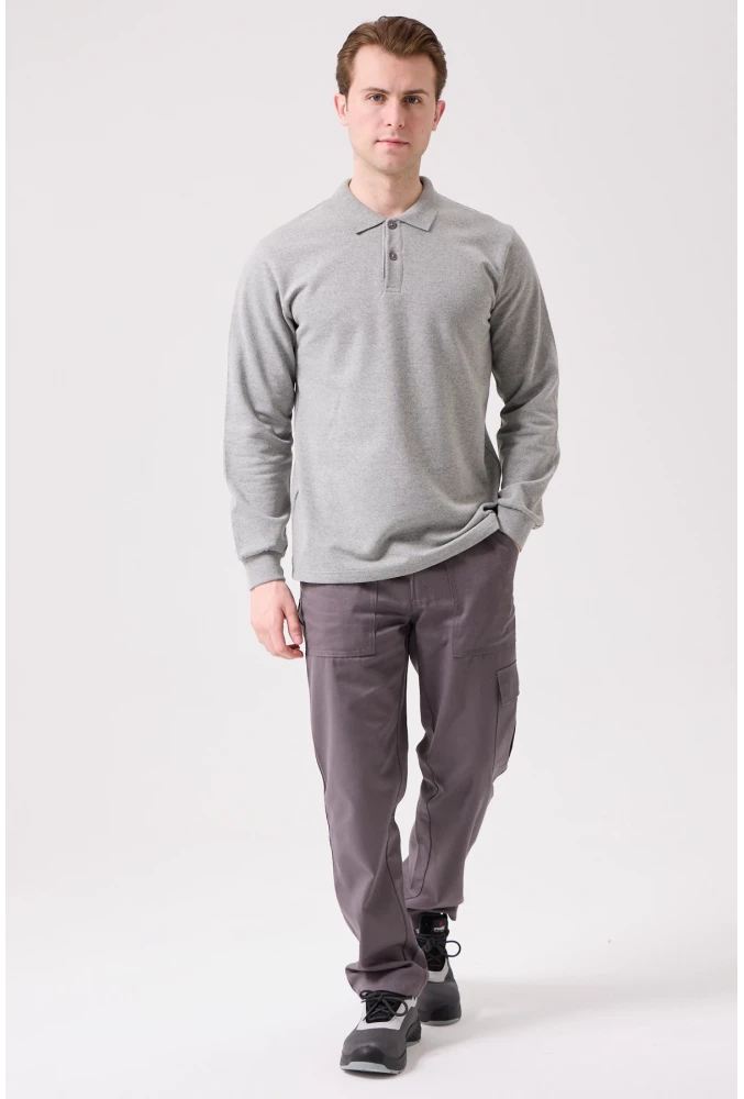 Herba Polo Sweat Erkek Uzun Kollu Pamuklu Sweatshirt İş ve Günlük Kullanım İçin