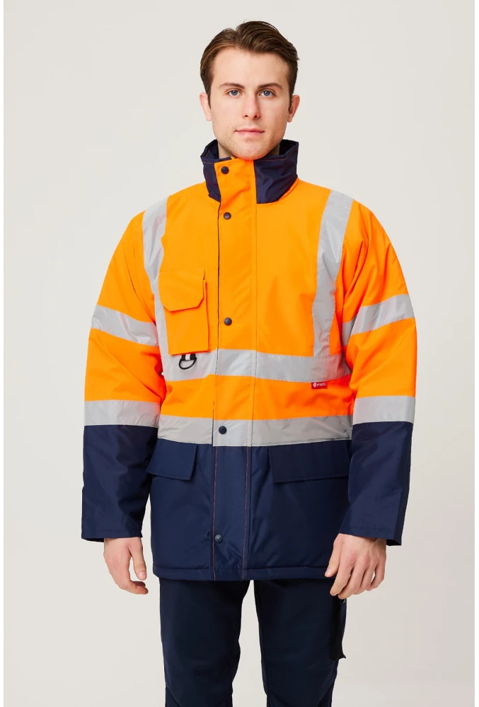 Linum Reflektörlü İş Güvenliği Parkası - Su ve Rüzgar Geçirmez, Yüksek Görünürlüklü Kışlık Mont