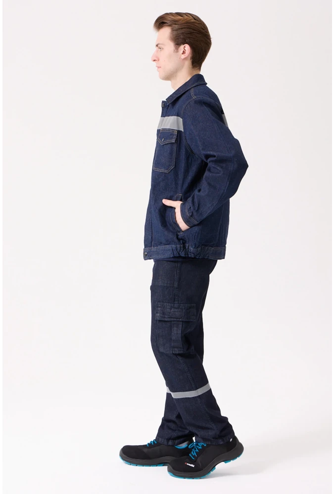 Tulipa Kot Mont Erkek İş Güvenliği Reflektörlü Dayanıklı Denim Ceket