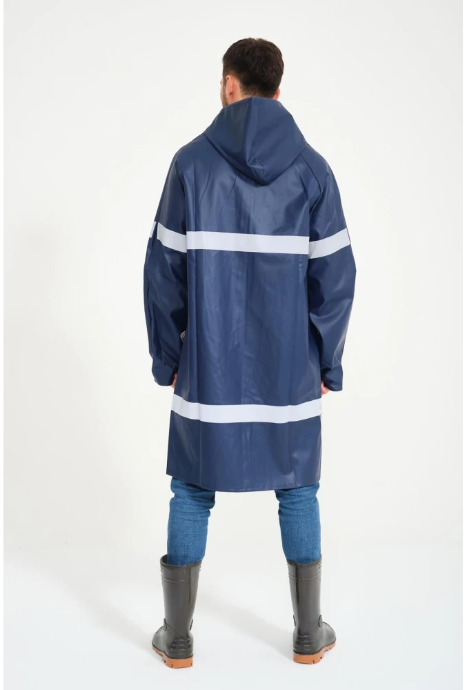 Yerli Diz Altı Pardesü RY 1800 Reflektörlü Su Geçirmez Fosforlu Yağmurluk İş Güvenliği Kıyafeti