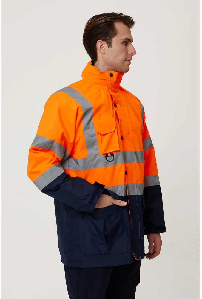 Eradium 5N1 Reflektörlü İş Güvenliği Parkası - Su ve Rüzgar Geçirmez, Yüksek Görünürlüklü Kışlık Mont