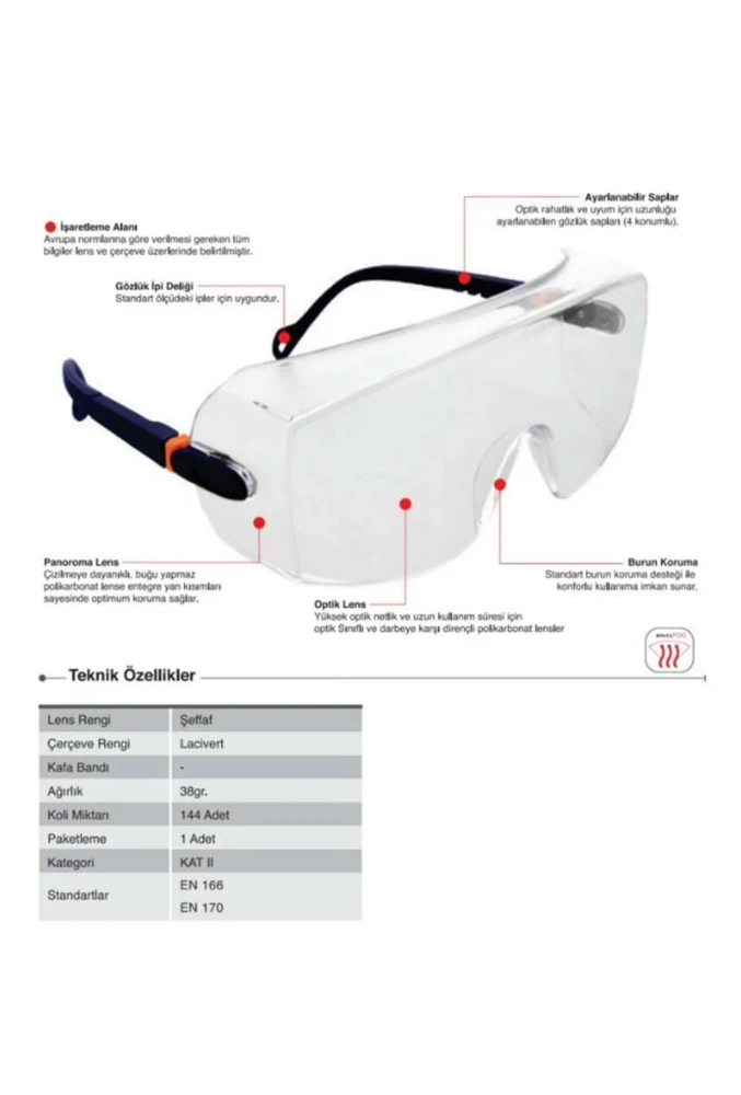 Starline G-039A-C Transparent Lens Anti-fog Safety Glasses