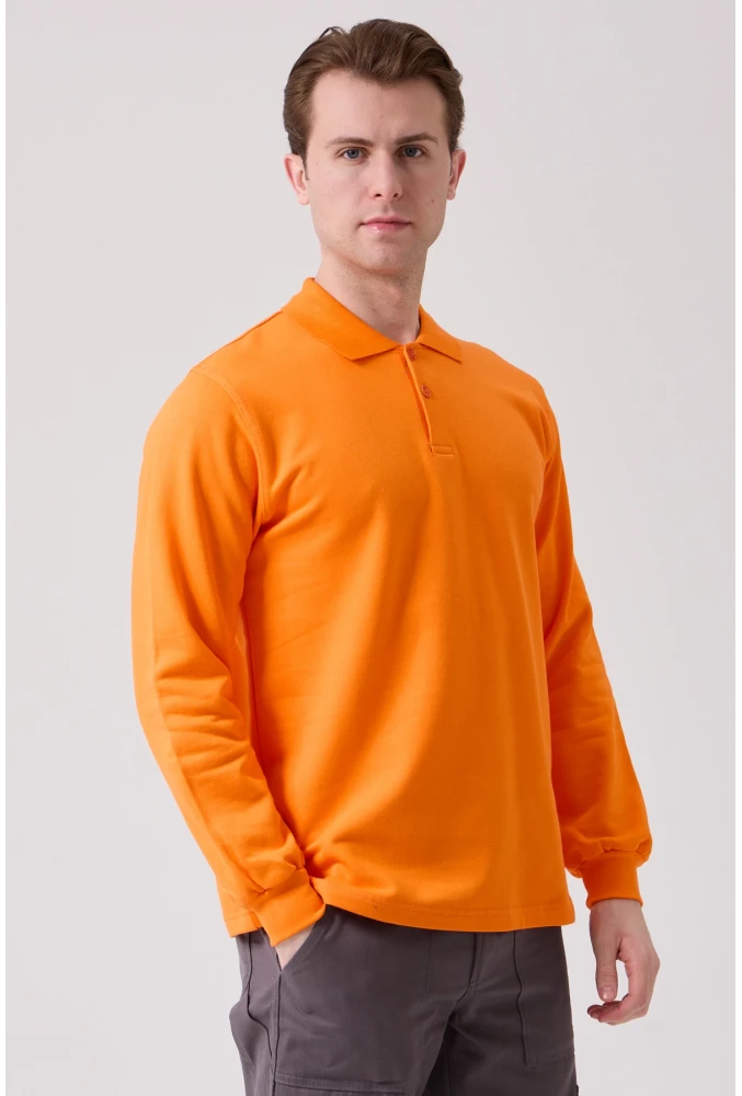 Galanthus Polo Sweat Erkek Uzun Kollu Pamuklu Sweatshirt İş ve Günlük Kullanım İçin
