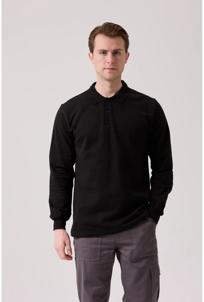 Galanthus Polo Sweat Erkek Uzun Kollu Pamuklu Sweatshirt İş ve Günlük Kullanım İçin