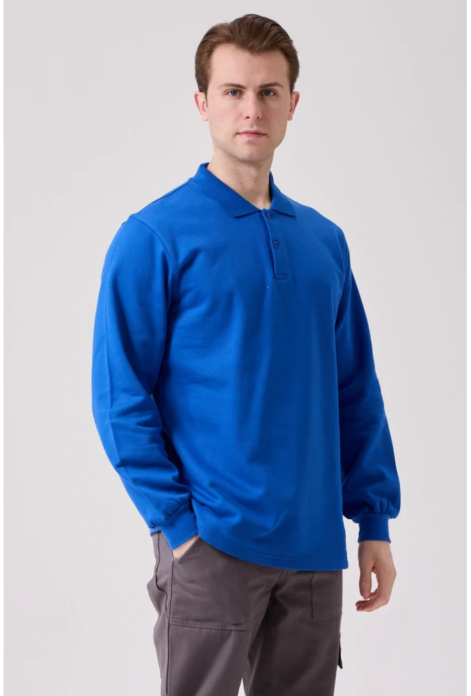 Galanthus Polo Sweat Erkek Uzun Kollu Pamuklu Sweatshirt İş ve Günlük Kullanım İçin