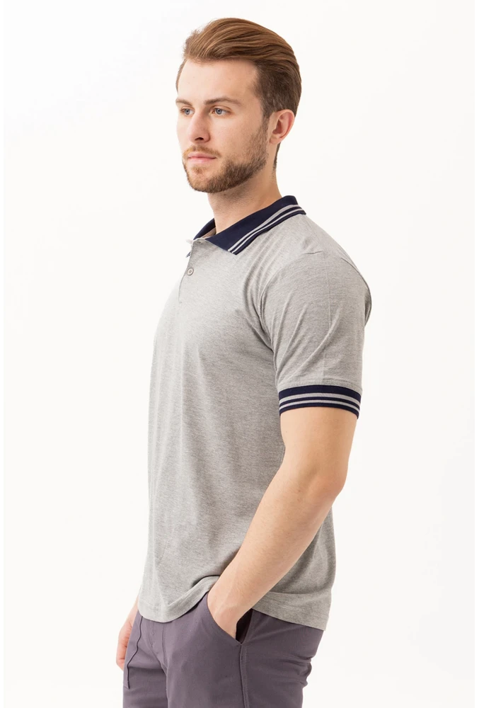 Hornet Polo Tişört - Şeritli Yaka ve Kol Detaylı Erkek Polo Tişört Şık Tasarım