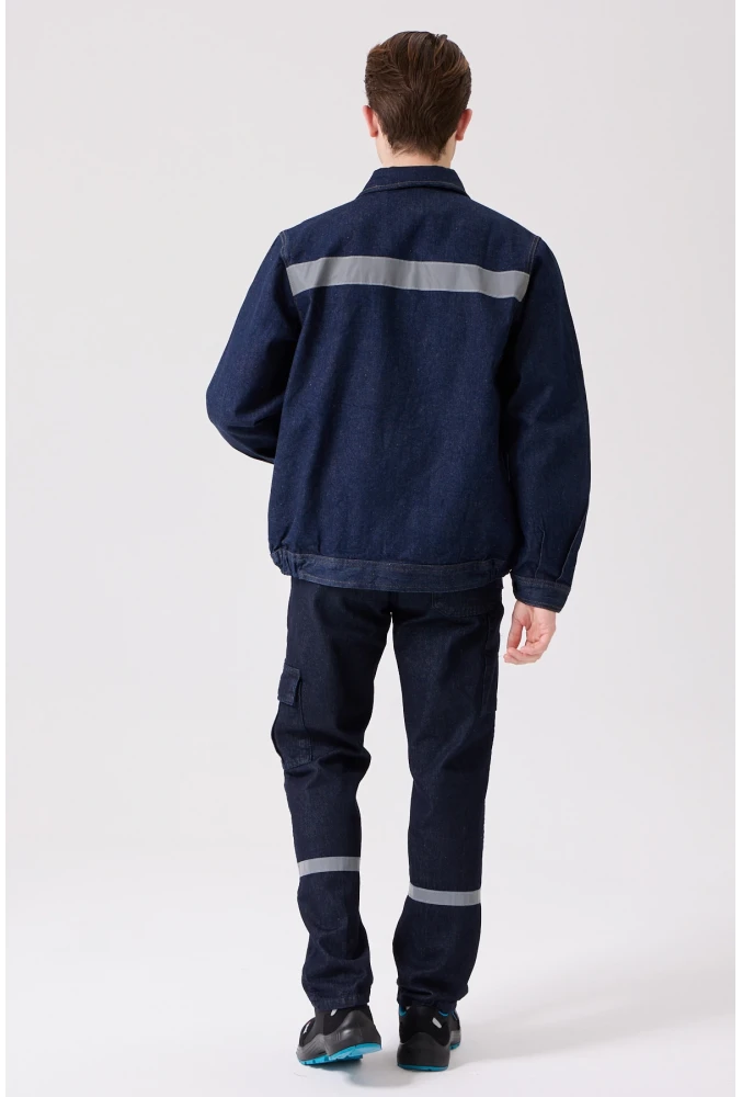 Tulipa Kot Mont Erkek İş Güvenliği Reflektörlü Dayanıklı Denim Ceket