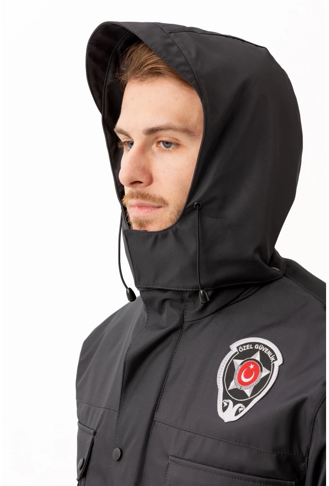 Güvenlik Kıyafeti KM Kaban Soğuk Havalara Dayanıklı Reflektörlü Kışlık Mont Modeli