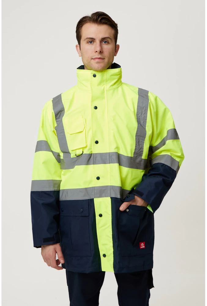 Eradium 5N1 Reflektörlü İş Güvenliği Parkası - Su ve Rüzgar Geçirmez, Yüksek Görünürlüklü Kışlık Mont