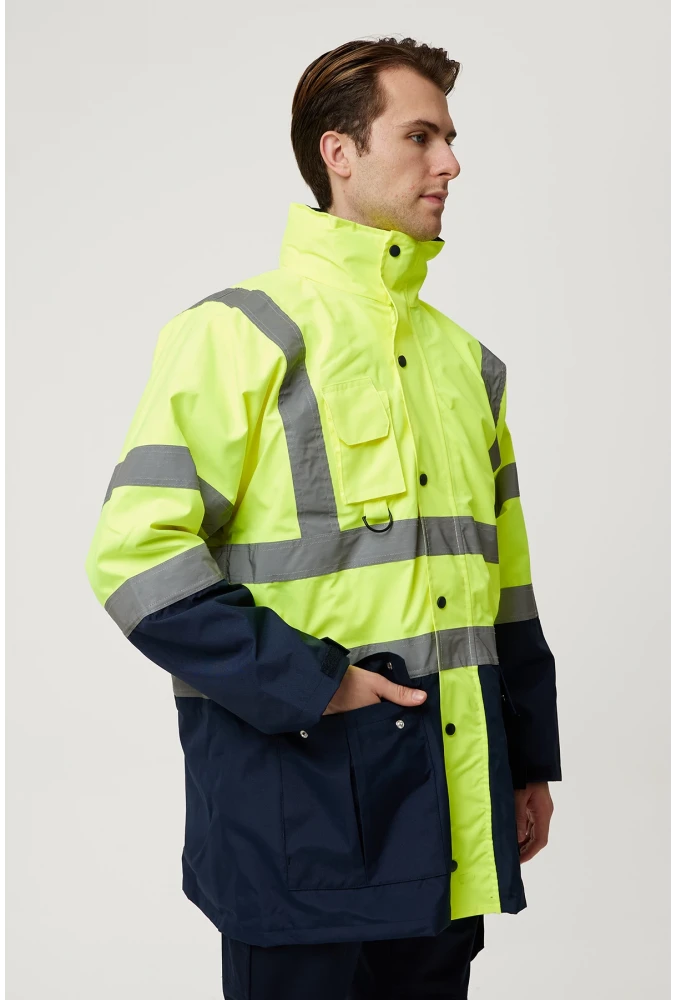 Eradium 5N1 Reflektörlü İş Güvenliği Parkası - Su ve Rüzgar Geçirmez, Yüksek Görünürlüklü Kışlık Mont