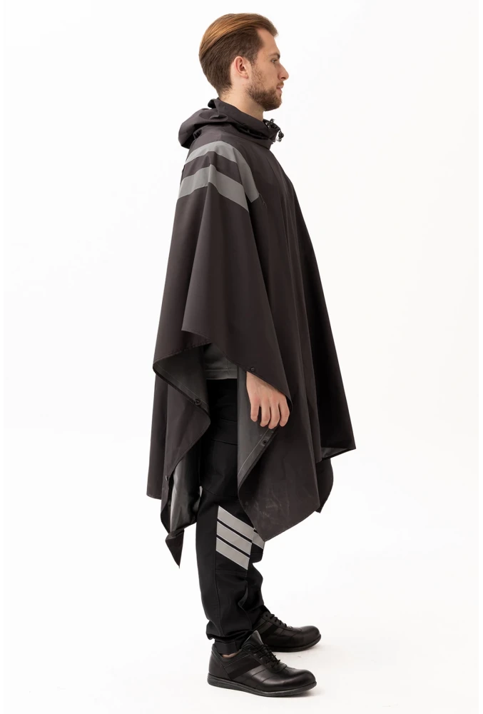 Güvenlik Kıyafeti KM Panço Su Geçirmez Reflektörlü Yağmurluk Kapüşonlu Korumalı Model