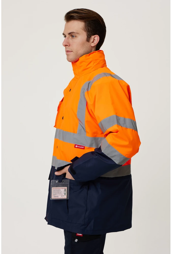 Eradium 5N1 Reflektörlü İş Güvenliği Parkası - Su ve Rüzgar Geçirmez, Yüksek Görünürlüklü Kışlık Mont