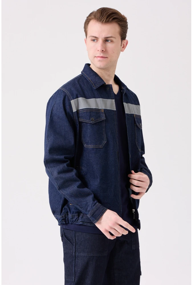 Tulipa Kot Mont Erkek İş Güvenliği Reflektörlü Dayanıklı Denim Ceket