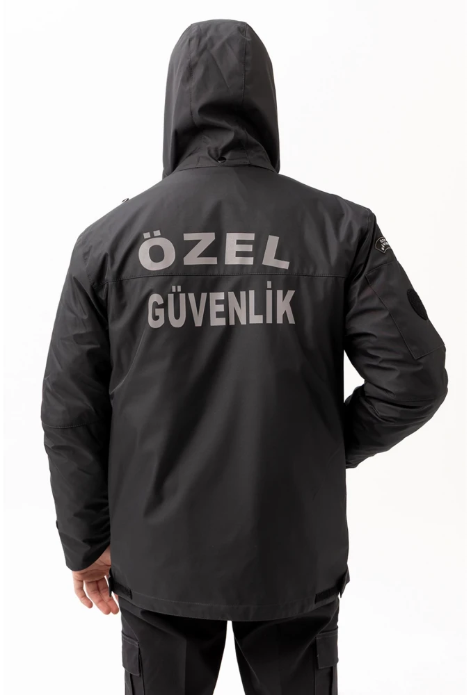 Güvenlik Kıyafeti KM Kaban Soğuk Havalara Dayanıklı Reflektörlü Kışlık Mont Modeli