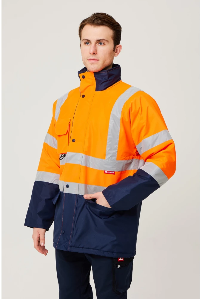 Linum Reflektörlü İş Güvenliği Parkası - Su ve Rüzgar Geçirmez, Yüksek Görünürlüklü Kışlık Mont