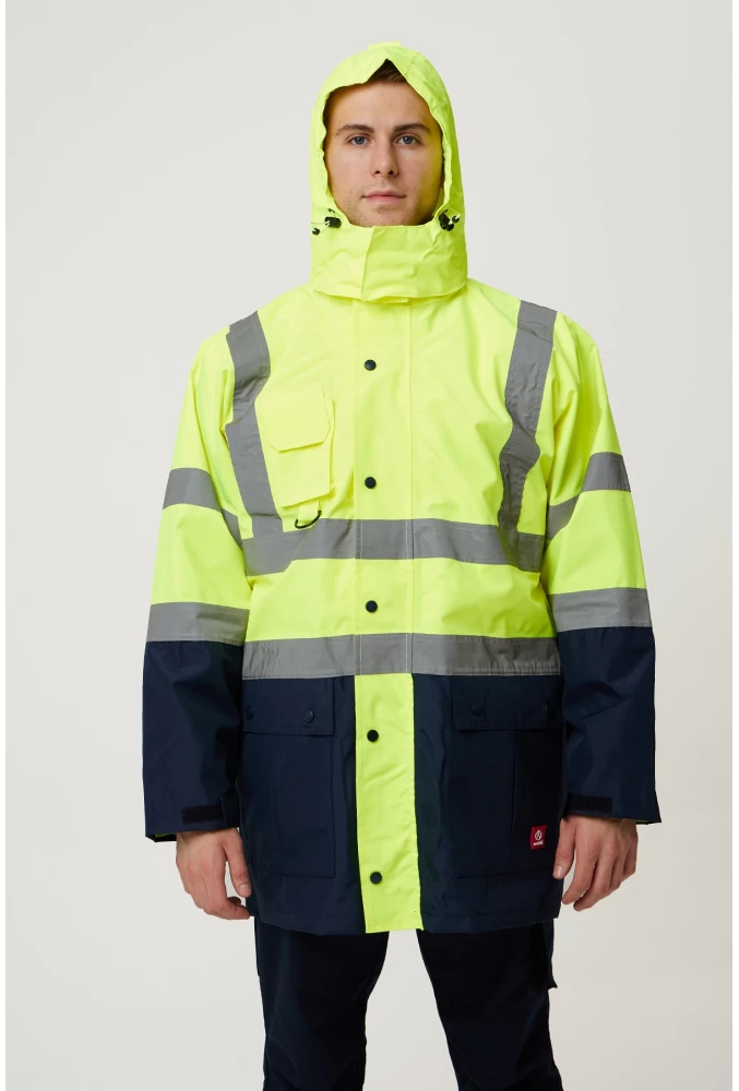 Eradium 5N1 Reflektörlü İş Güvenliği Parkası - Su ve Rüzgar Geçirmez, Yüksek Görünürlüklü Kışlık Mont