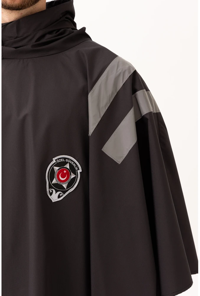 Güvenlik Kıyafeti KM Panço Su Geçirmez Reflektörlü Yağmurluk Kapüşonlu Korumalı Model