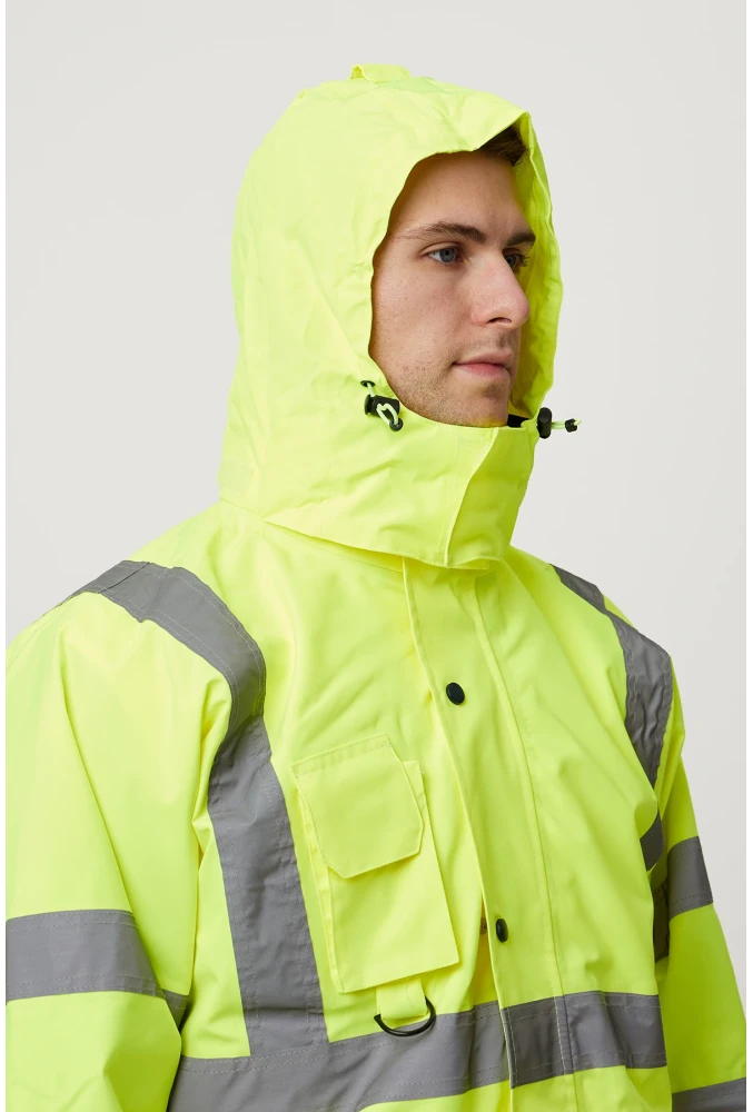 Eradium 5N1 Reflektörlü İş Güvenliği Parkası - Su ve Rüzgar Geçirmez, Yüksek Görünürlüklü Kışlık Mont