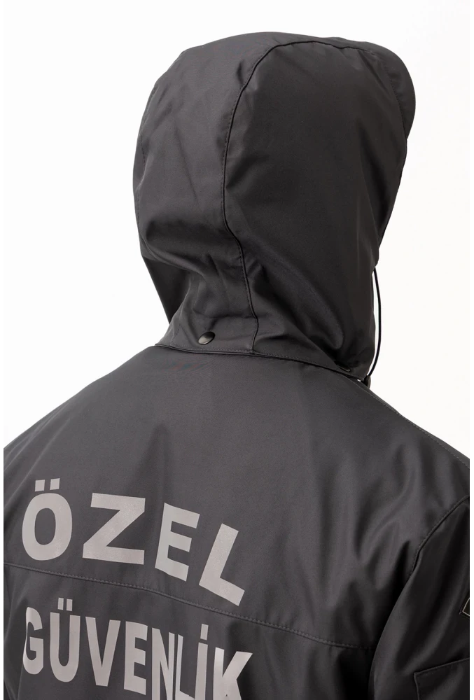 Güvenlik Kıyafeti KM Kaban Soğuk Havalara Dayanıklı Reflektörlü Kışlık Mont Modeli