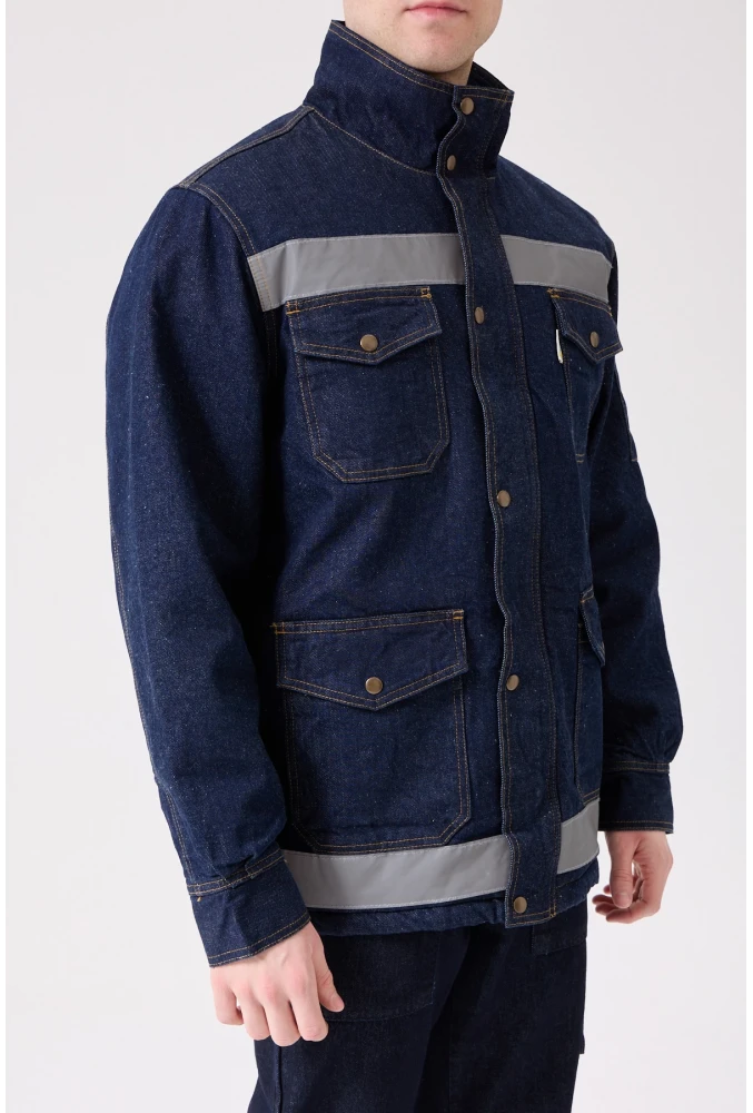 Buhara Mont Kot Kumaş Reflektörlü İş Montu Kışlık Erkek Soğuk Hava Dayanıklı Dış Giyim