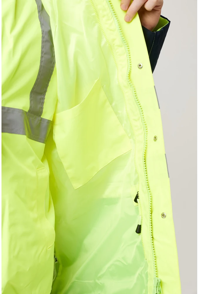 Eradium 5N1 Reflektörlü İş Güvenliği Parkası - Su ve Rüzgar Geçirmez, Yüksek Görünürlüklü Kışlık Mont