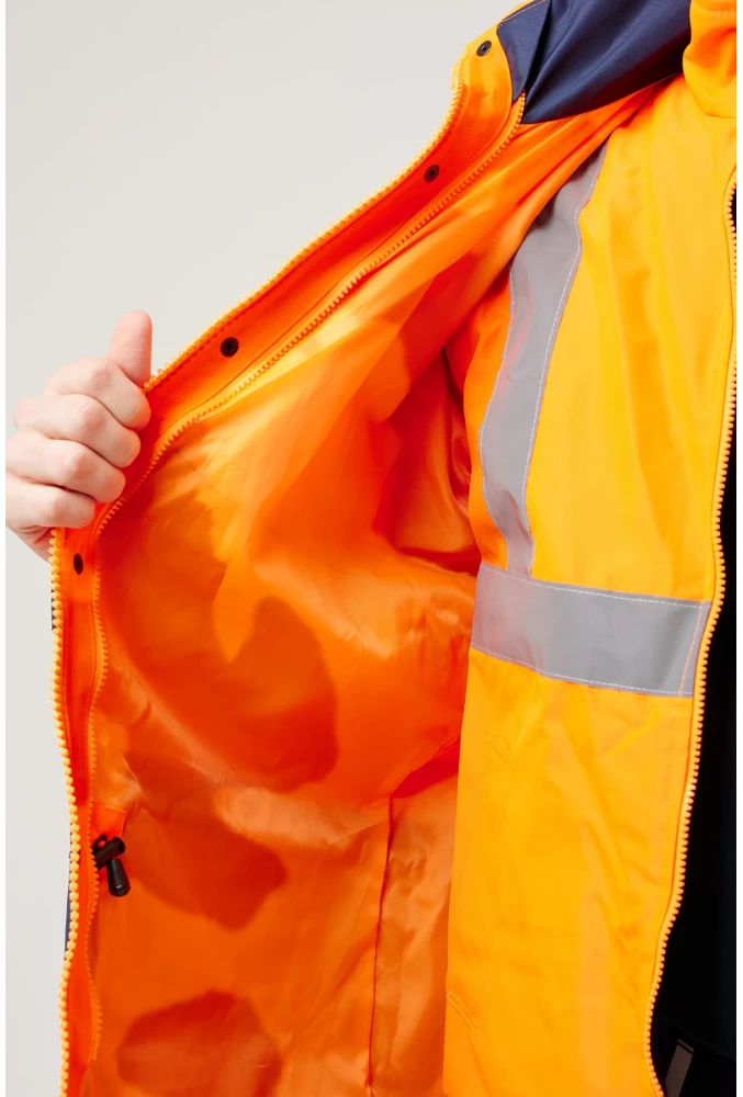 Eradium 5N1 Reflektörlü İş Güvenliği Parkası - Su ve Rüzgar Geçirmez, Yüksek Görünürlüklü Kışlık Mont