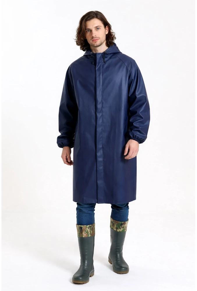 Yerli Diz Altı Pardesü - PVC Y-7600 LACİVERT