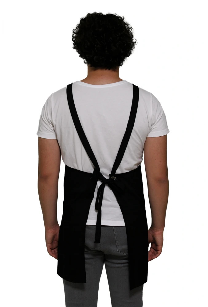 Barbanza Siyah Askılı Şef Önlüğü – Dayanıklı Kumaş, Mutfak ve Barista Önlüğü