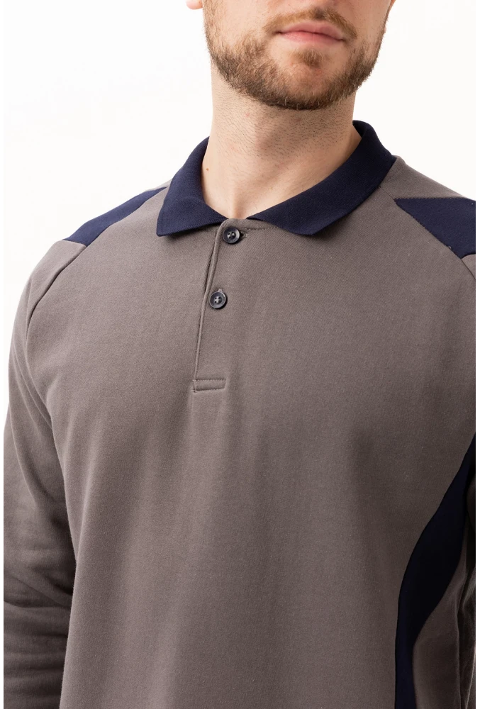 Flora Polo Yaka Sweatshirt - Uzun Kollu, Rahat Kesim, Pamuklu, Günlük ve İş Kullanımı İçin