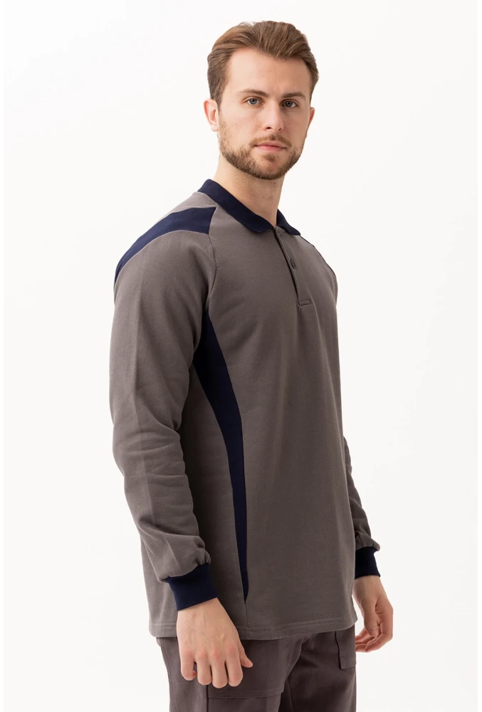 Flora Polo Yaka Sweatshirt - Uzun Kollu, Rahat Kesim, Pamuklu, Günlük ve İş Kullanımı İçin