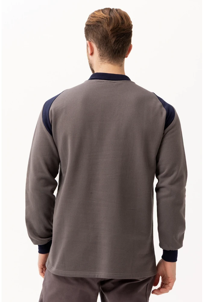 Flora Polo Yaka Sweatshirt - Uzun Kollu, Rahat Kesim, Pamuklu, Günlük ve İş Kullanımı İçin