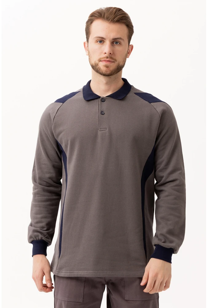 Flora Polo Yaka Sweatshirt - Uzun Kollu, Rahat Kesim, Pamuklu, Günlük ve İş Kullanımı İçin