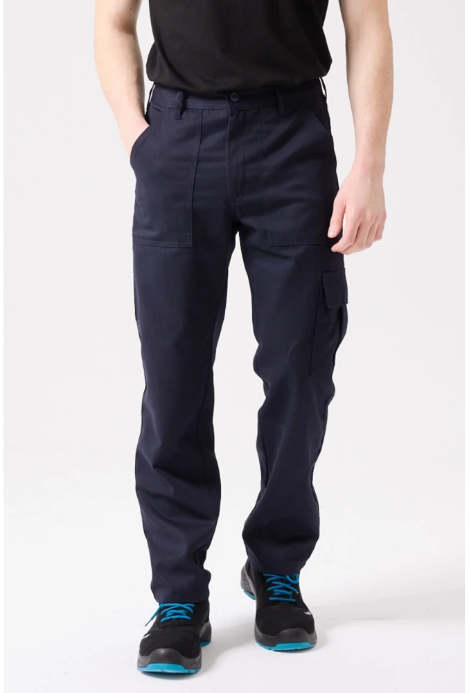 GALANTHUS TECHNİC PANTOLON Herren Dunkelblau Cargo Taschen Bequeme Passform Haltbare Arbeitshose