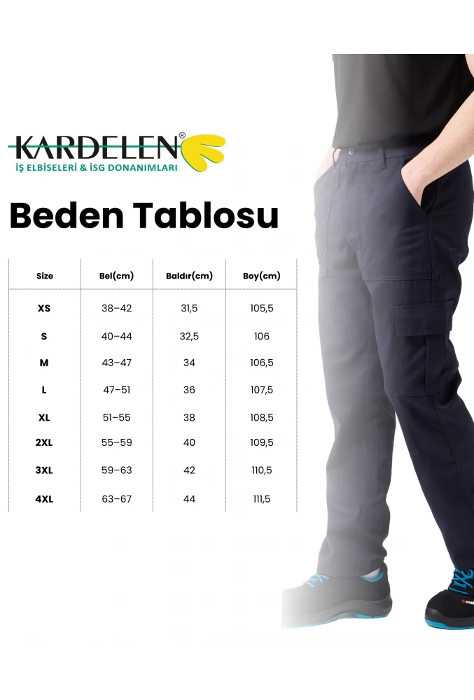 GALANTHUS TECHNİC PANTOLON Herren Dunkelblau Cargo Taschen Bequeme Passform Haltbare Arbeitshose