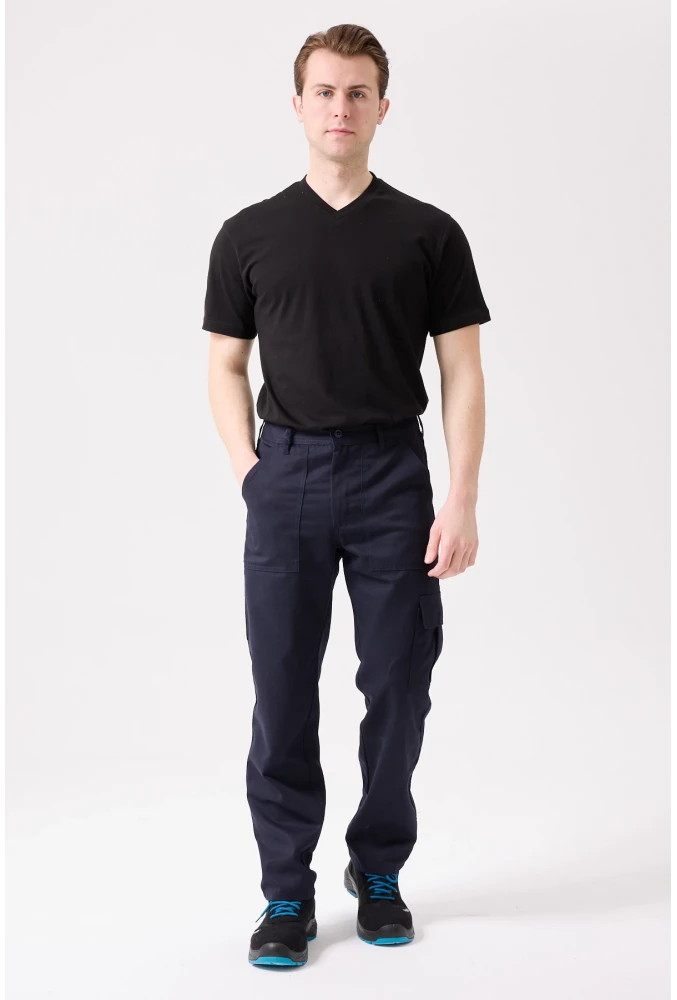 GALANTHUS TECHNİC PANTOLON Herren Dunkelblau Cargo Taschen Bequeme Passform Haltbare Arbeitshose