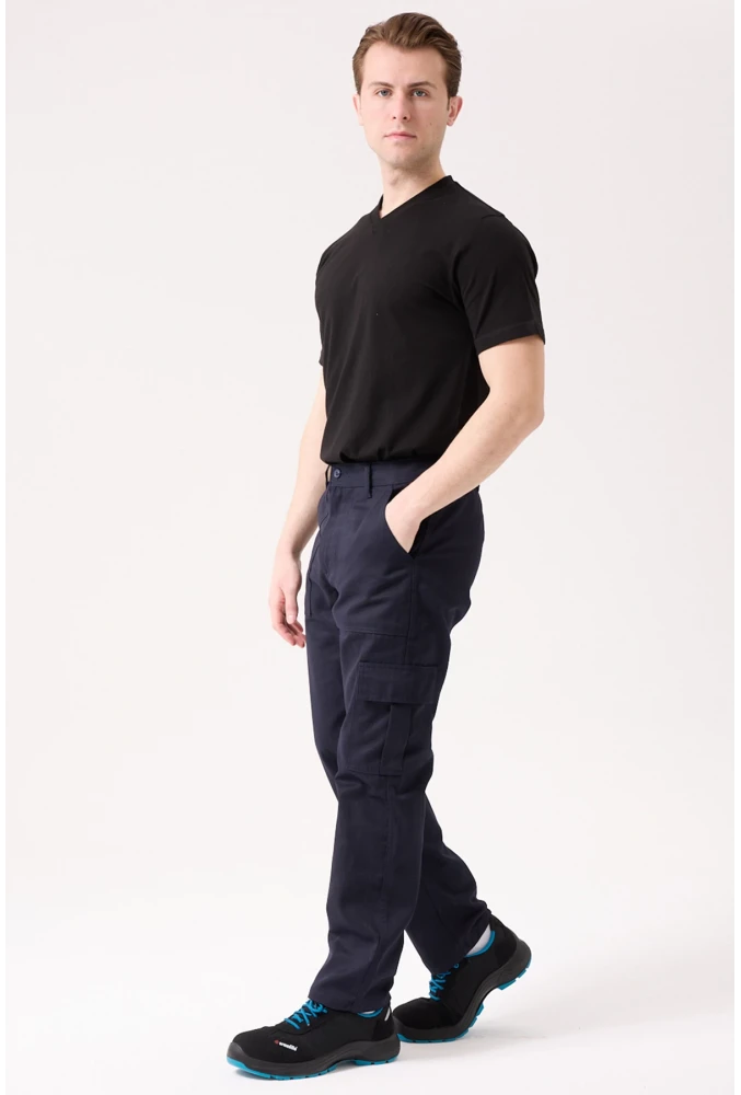 GALANTHUS TECHNİC PANTOLON Herren Dunkelblau Cargo Taschen Bequeme Passform Haltbare Arbeitshose