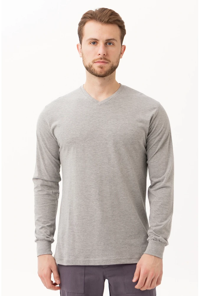 Gaura V Yaka Uzun Kollu T-Shirt - Pamuklu, Nefes Alabilir, Rahat Kesim, Günlük ve İş Kullanımı İçin