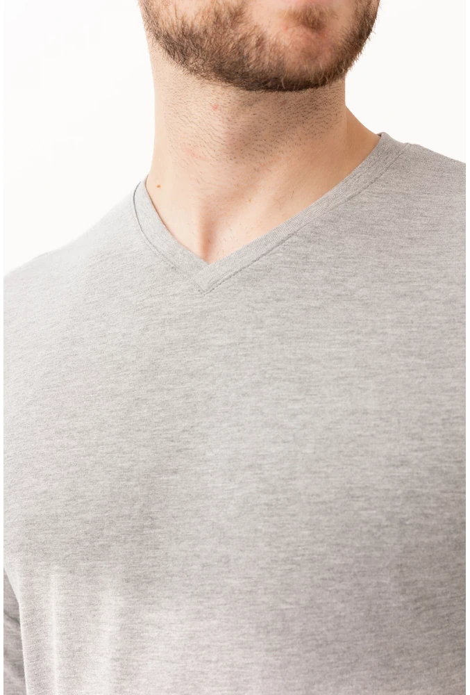 Gaura V Yaka Uzun Kollu T-Shirt - Pamuklu, Nefes Alabilir, Rahat Kesim, Günlük ve İş Kullanımı İçin