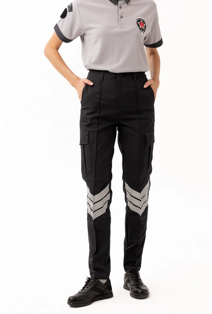 Unisex Güvenlik Kıyafeti KM Pantolon Reflektörlü Cepli Dayanıklı Kumaş Özel Güvenlik Personel Pantolonu