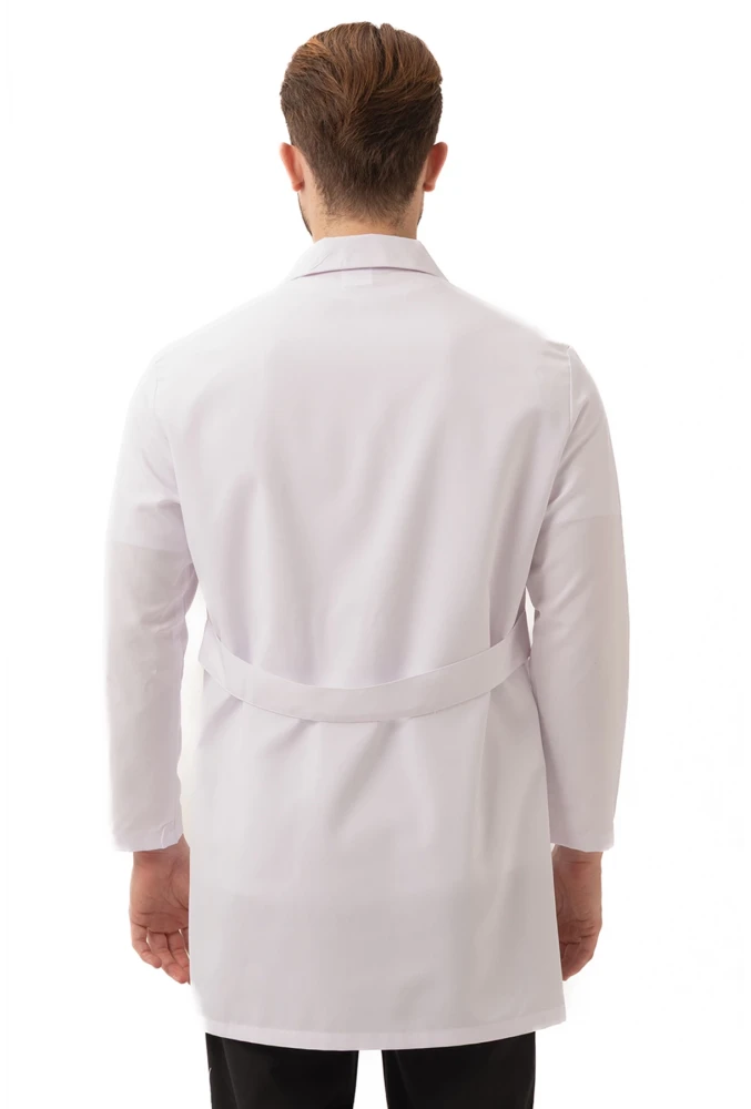 Hedera Erkek Önlük Beyaz Renk Düğmeli Uzun Kollu Temiz Görünümlü Profesyonel İş Önlüğü
