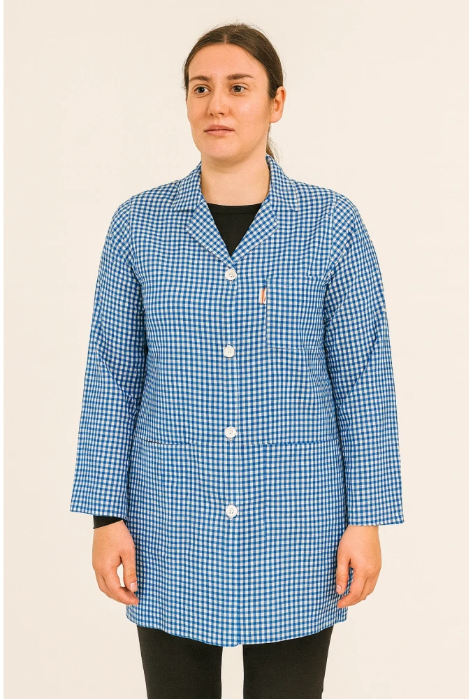 Pötikare Desenli Uzun Kollu Kadın Çalışma Önlüğü – Rahat, Dayanıklı ve Şık Model