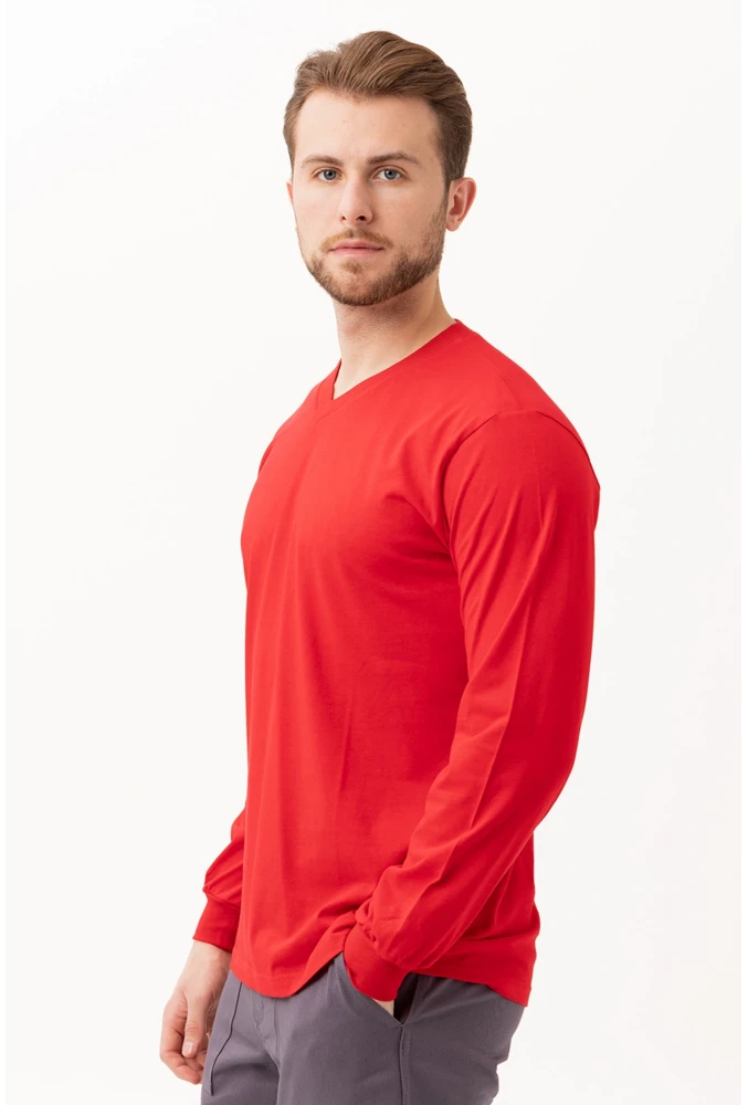 Padus V Yaka Uzun Kollu T-Shirt - Rahat Kesim, Günlük ve İş Kullanımı İçin