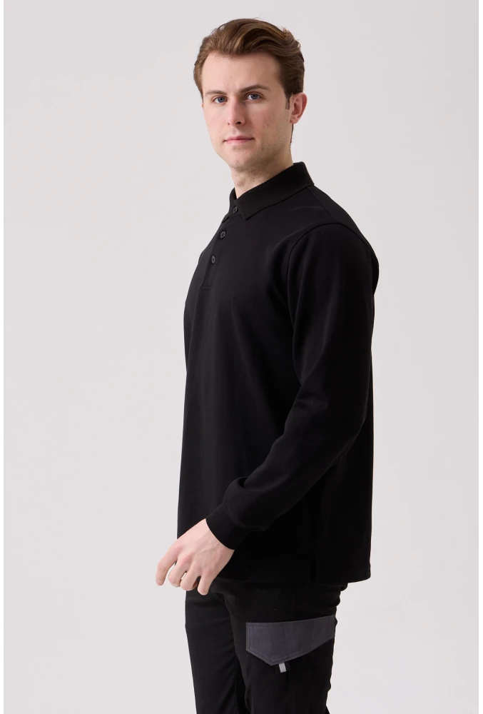 SANFORDS POLO SWEATSHIRT – Erkek Siyah Uzun Kollu Polo Yaka Sweatshirt