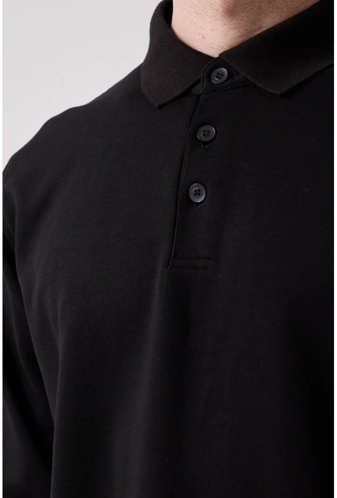 SANFORDS POLO SWEATSHIRT – Erkek Siyah Uzun Kollu Polo Yaka Sweatshirt