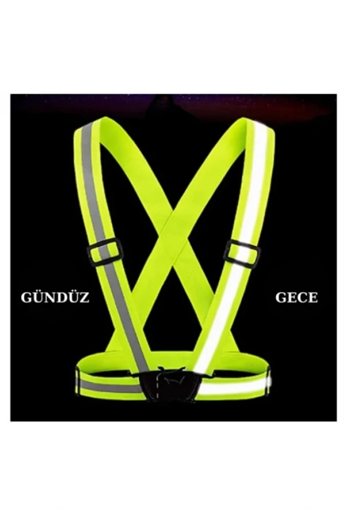 Yelek: Pratik İkaz Yeleği-Tokalı Esnek Kumaş F.YEŞİL