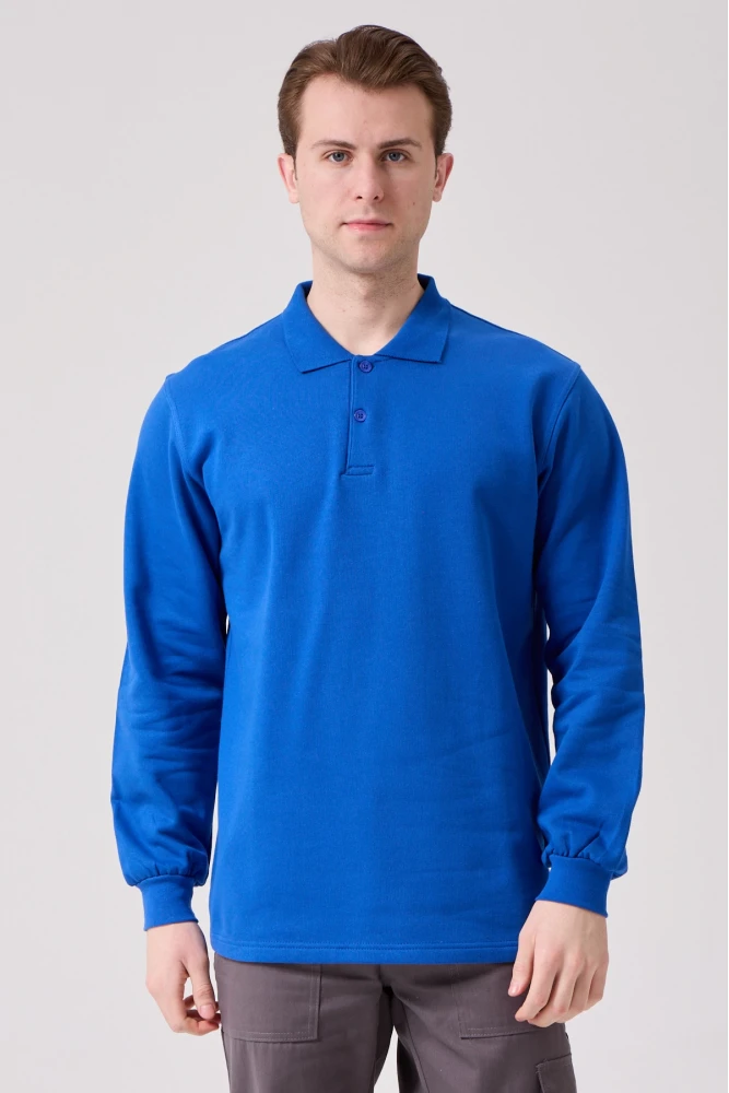 Galanthus Polo Sweat Erkek Uzun Kollu Pamuklu Sweatshirt İş ve Günlük Kullanım İçin