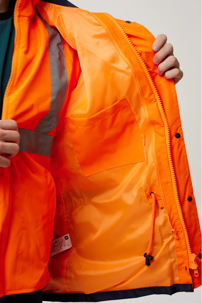 Eradium 5N1 Reflektörlü İş Güvenliği Parkası - Su ve Rüzgar Geçirmez, Yüksek Görünürlüklü Kışlık Mont