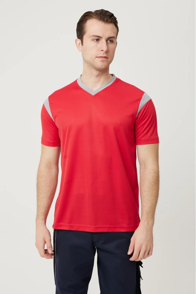 Allium V Yaka Tişört Nefes Alabilir Esnek ve Şık İş ve Günlük Kullanım İçin